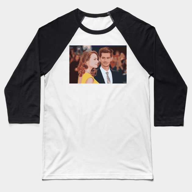 Andrew Garfield and Emma Stone Baseball T-Shirt by mohamedayman1